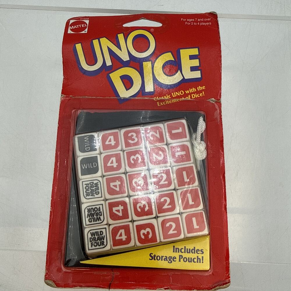 Vintage Uno Dice with Storage Pouch Mattel 1996 Brand New Factory Sealed T3